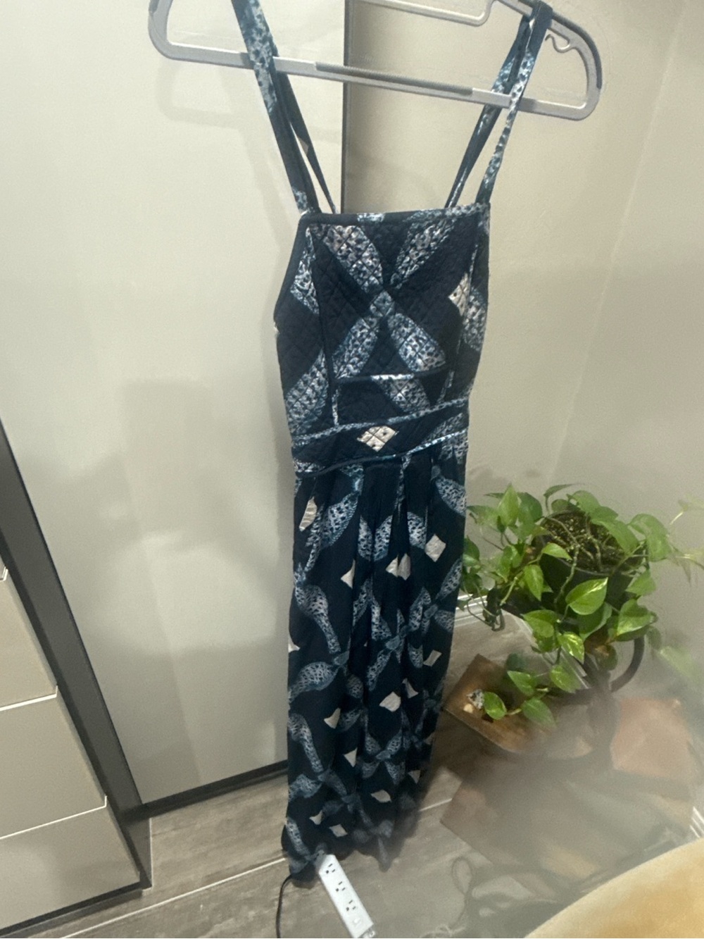Ulla Johnson Navy and Red Mixed-Print Dress